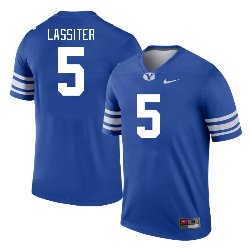 Men #5 Darius Lassiter BYU Cougars College Football Jerseys Stitched Sale-Royal